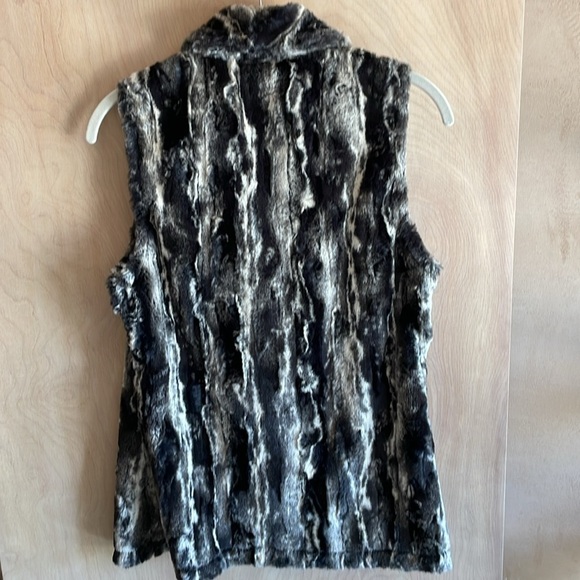 VINE STREET “Melange” Faux Fur Brown Cream Black Vest Sz: M - Picture 4 of 14